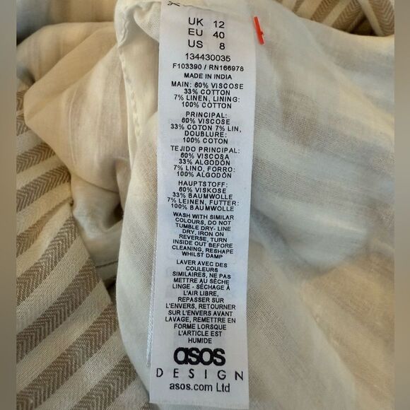 NWOT ASOS Cream and Brown Buttoned Sleeveless Mini Sundress - Picture 5 of 6